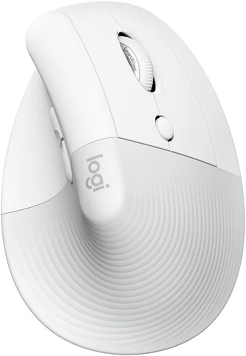 Mouse Vertical Ergonómico Logitech Lift (Ergo Series) 4000dpi, Inalámbrico con Logi Bolt + Bluetooth, Blanco