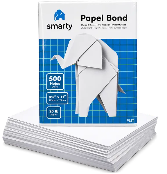 Resma de Papel Bond Smarty A4 Carta 8.5” x 11”, 500 Hojas