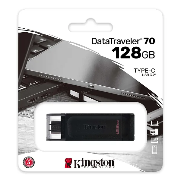 Memoria USB Tipo C 3.2 de 128GB - Kingston DataTraveler 70 USB-C