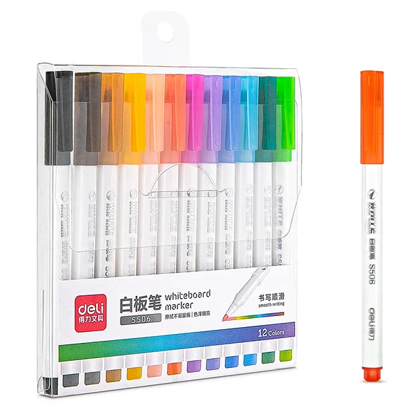 Marcadores Punta Fina de Colores para Pizarra, 12 pcs