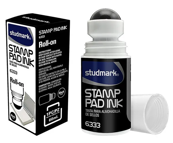 Tinta en Rolo para Sellos, 60ml ,Negra - Studmark Roll-On ST-06333