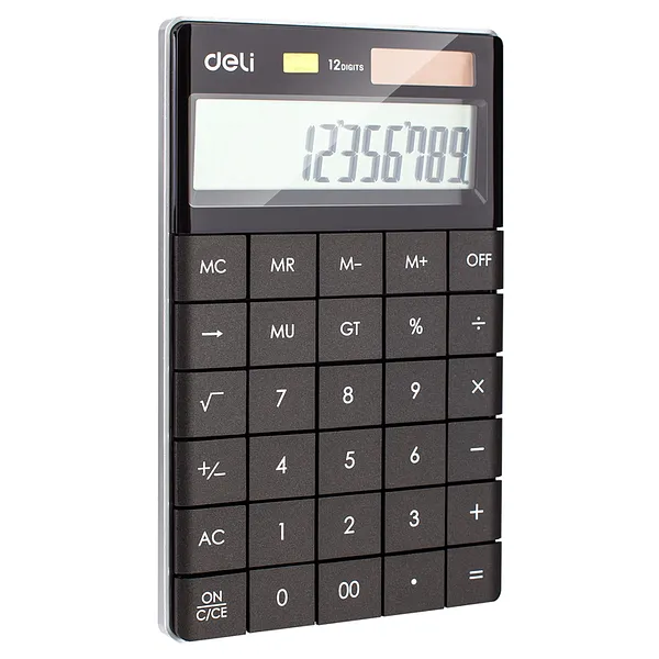 Calculadora 12 Dígitos de Estilo Moderno, Negra