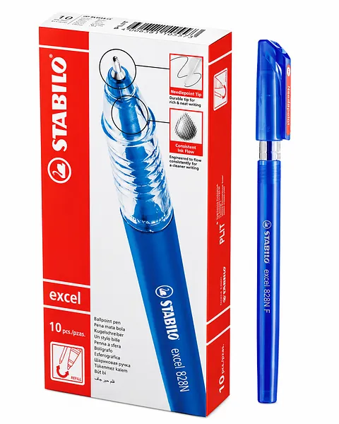 Bolígrafos Stabilo Excel 828N Fino Azul, 10 Lapiceros