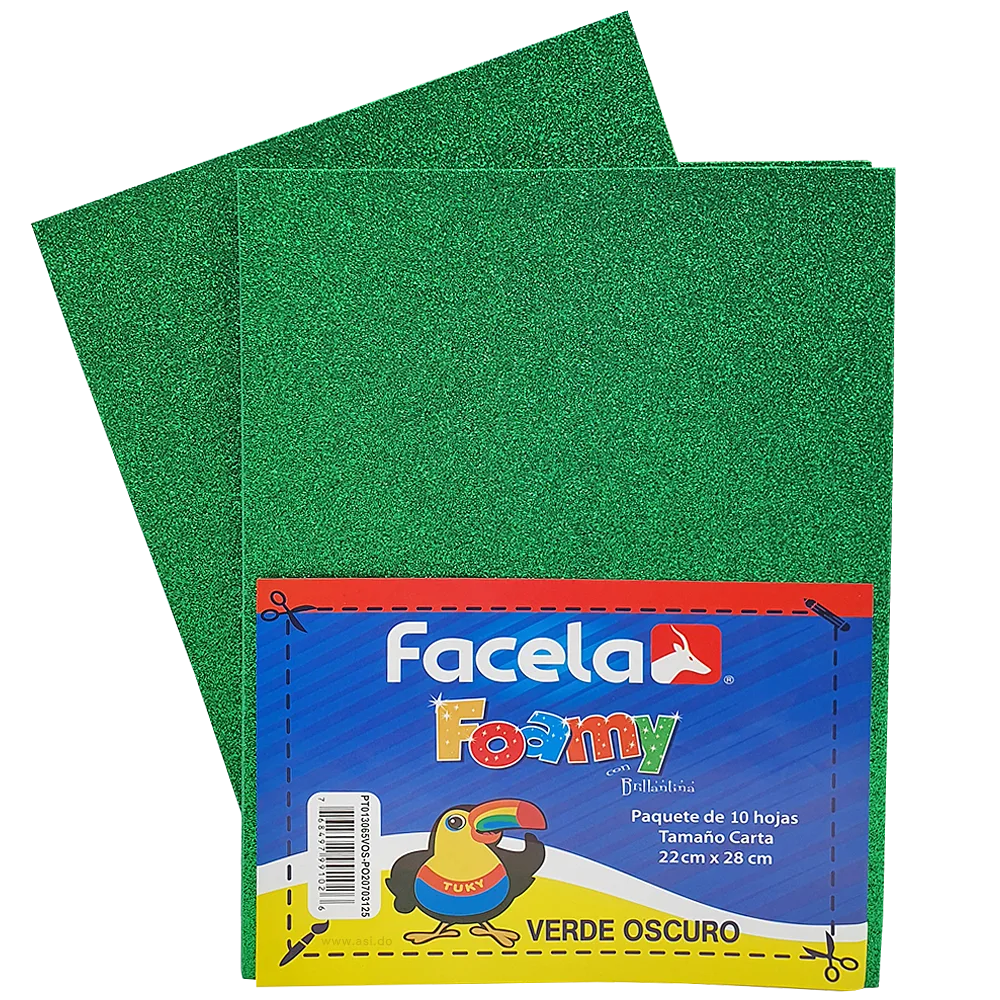 Foamy Escarchado 9" x 12", Color Verde, 10 Hojas