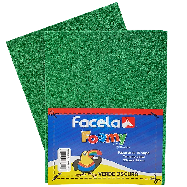 Foamy Escarchado 9" x 12", Color Verde, 10 Hojas