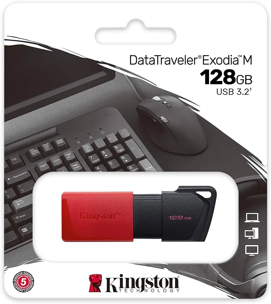Memoria USB 3.2, 128 GB - Kingston DataTraveler Exodia M, Roja