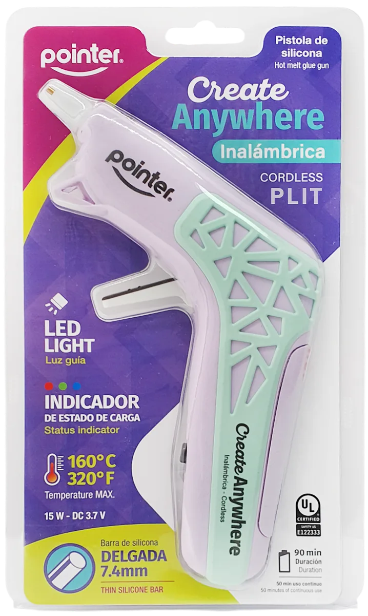 Pistola de Silicona Inalámbrica Grande Pointer PS-15-INR, Rosado Pastel