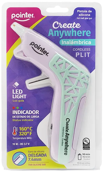 Pistola de Silicona Inalámbrica Grande Pointer PS-15-INR, Rosado Pastel