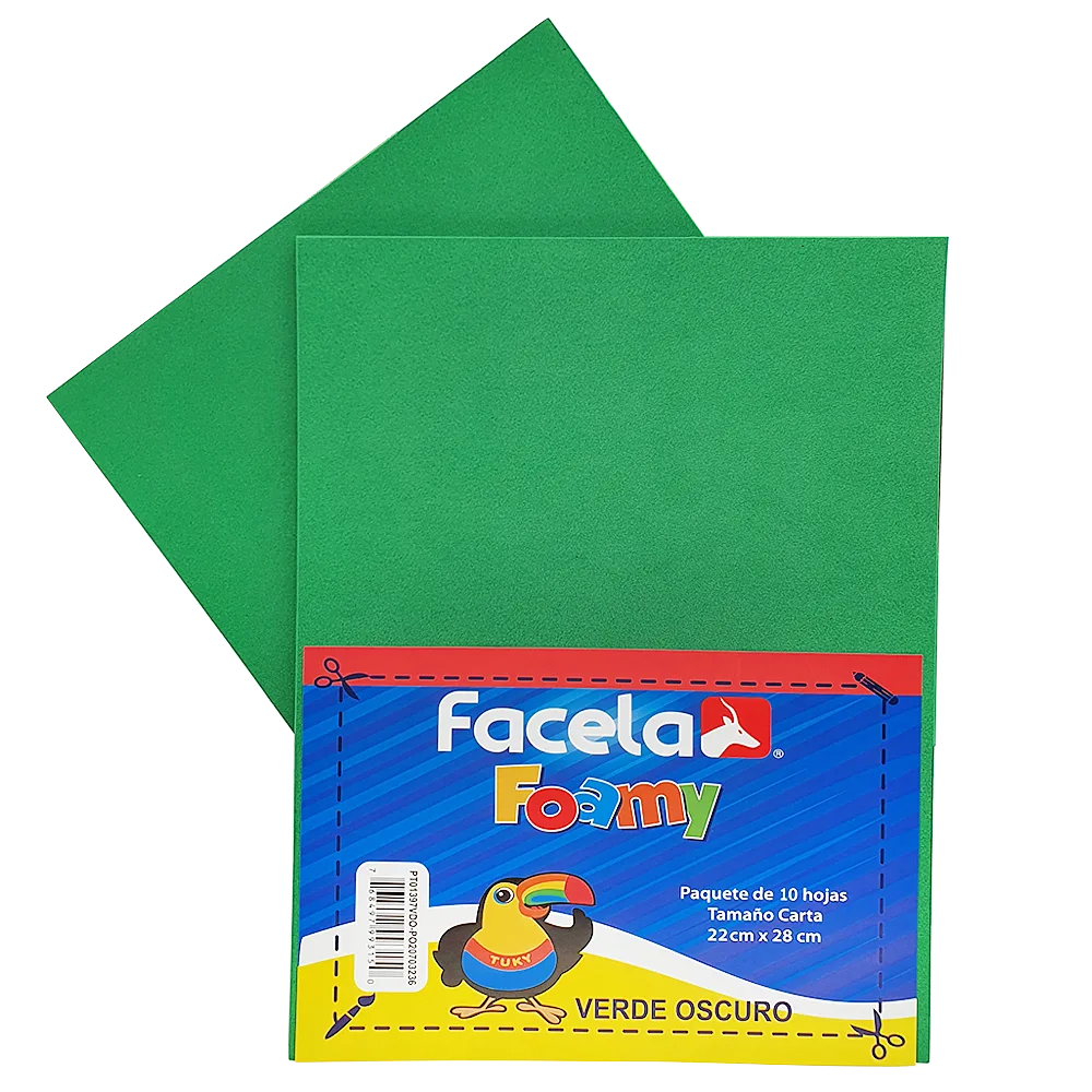Foamy Liso 9" x 12", Color Verde, 10 Hojas
