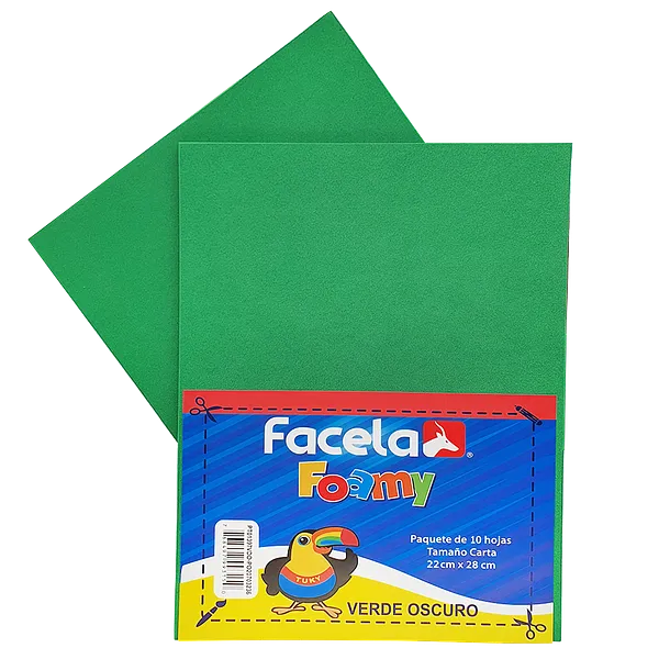 Foamy Liso 9" x 12", Color Verde, 10 Hojas