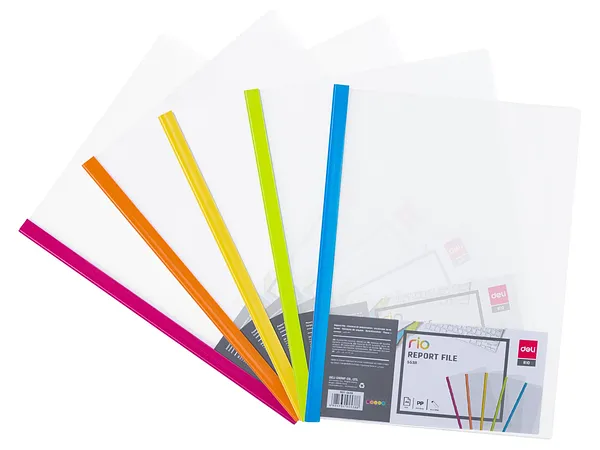 Folder Plástico Deli con Barra 9" x 12", 10 Unidades