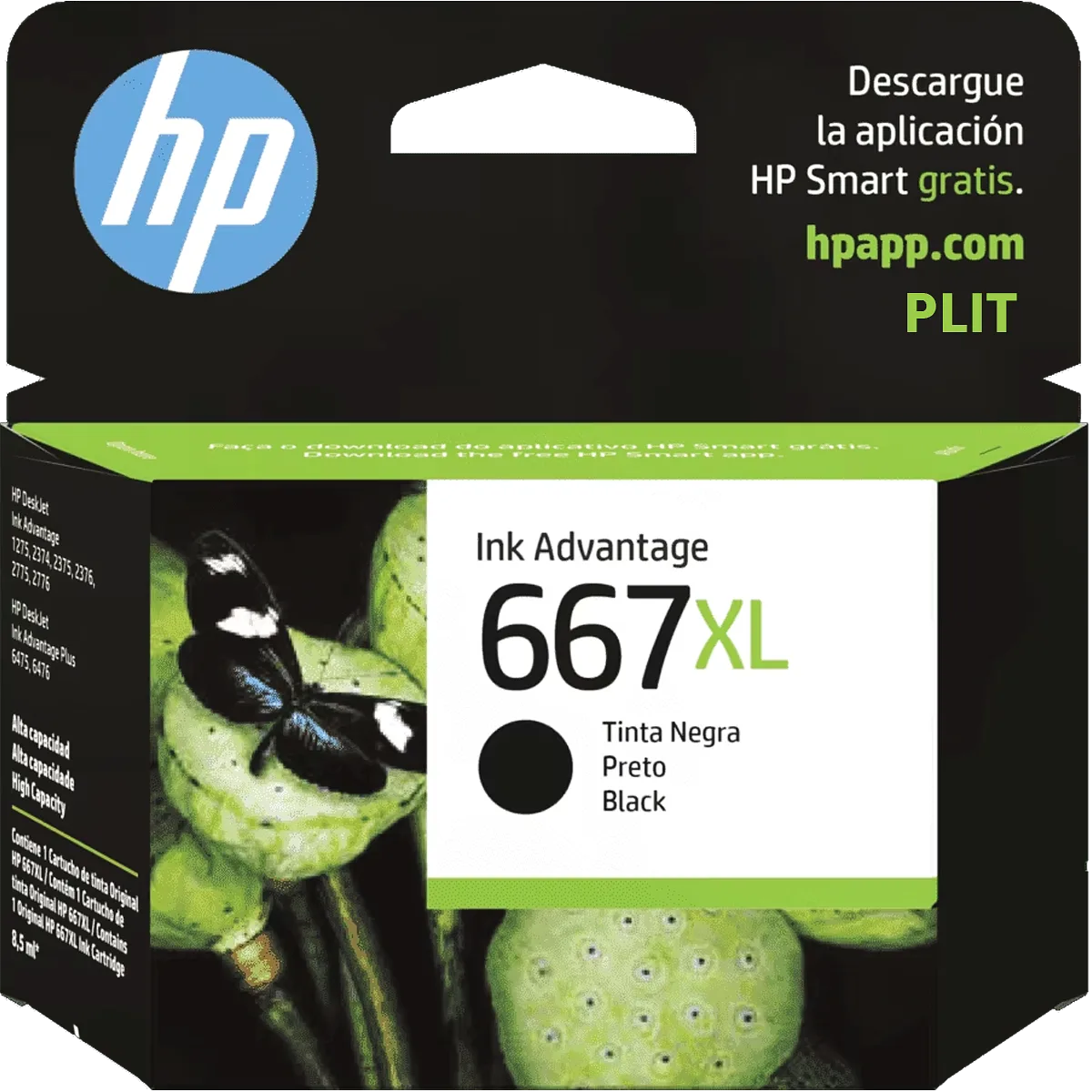 ORIGINAL: Cartucho de Tinta HP 667XL Negro 8.5 ml Alto Rendimiento Ink Advantage Original (3YM81AL)