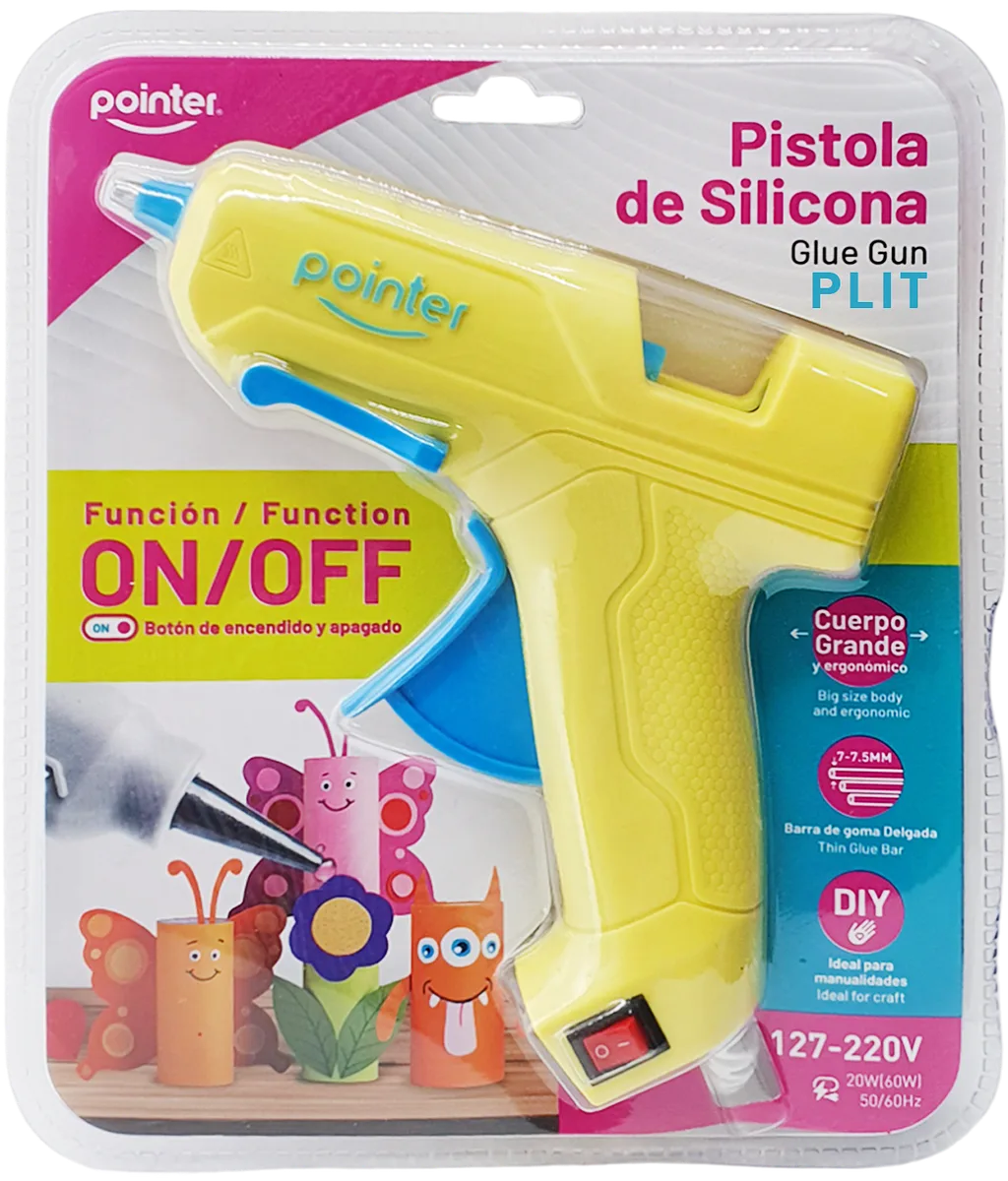 Pistola de Silicona Grande con Botón de Encendido Pointer PS-20-OF, Amarillo
