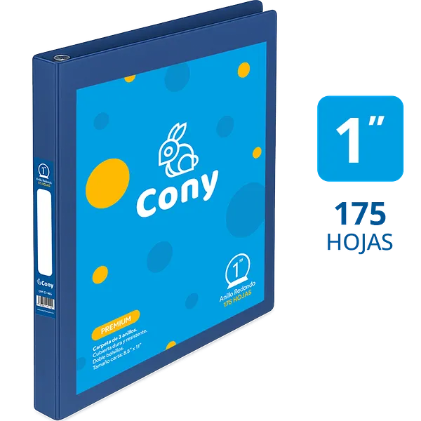 Carpeta Cony de 1" Pulgada con Cover, Azul Oscuro (Navy)