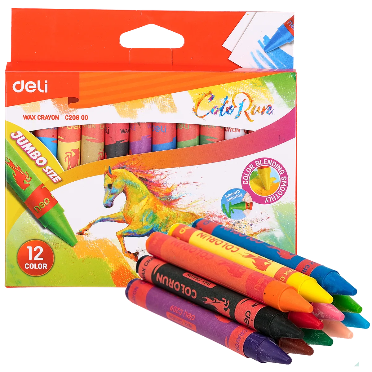 Crayones Gruesos para Colorear 12 pcs -  Deli Color Run C20900