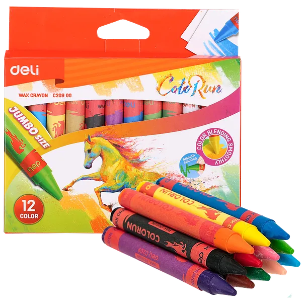 Crayones Gruesos para Colorear 12 pcs -  Deli Color Run C20900