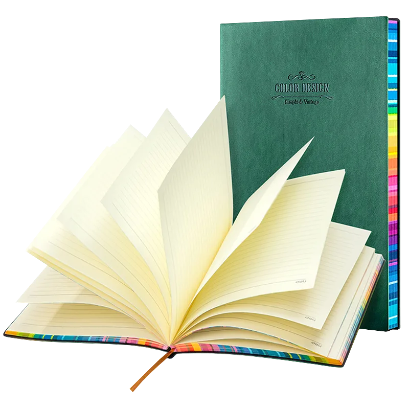 Libreta Rayada con Bordes de Arcoíris, 112 Hojas - Verde
