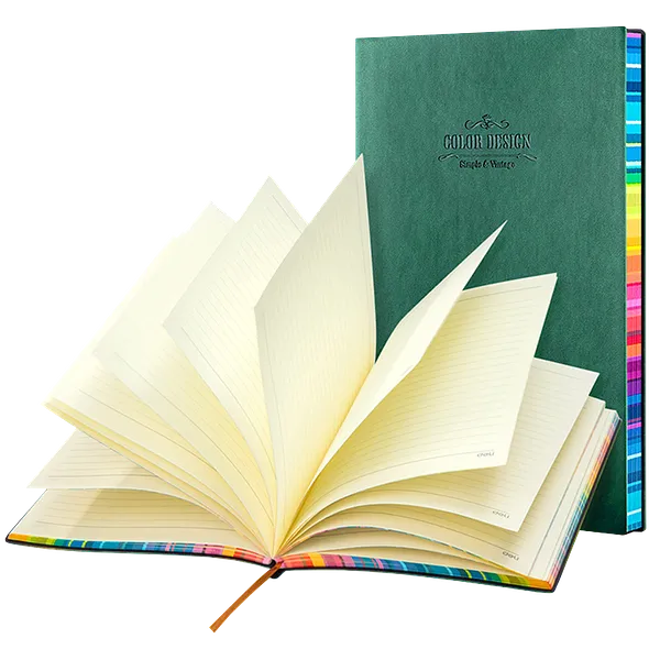 Libreta Rayada con Bordes de Arcoíris, 112 Hojas - Verde