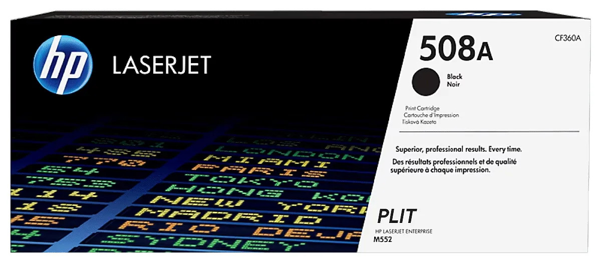 Original: Tóner HP 508A (CF360A) Negro para Impresoras LaserJet Enterprise M552, M553, M577