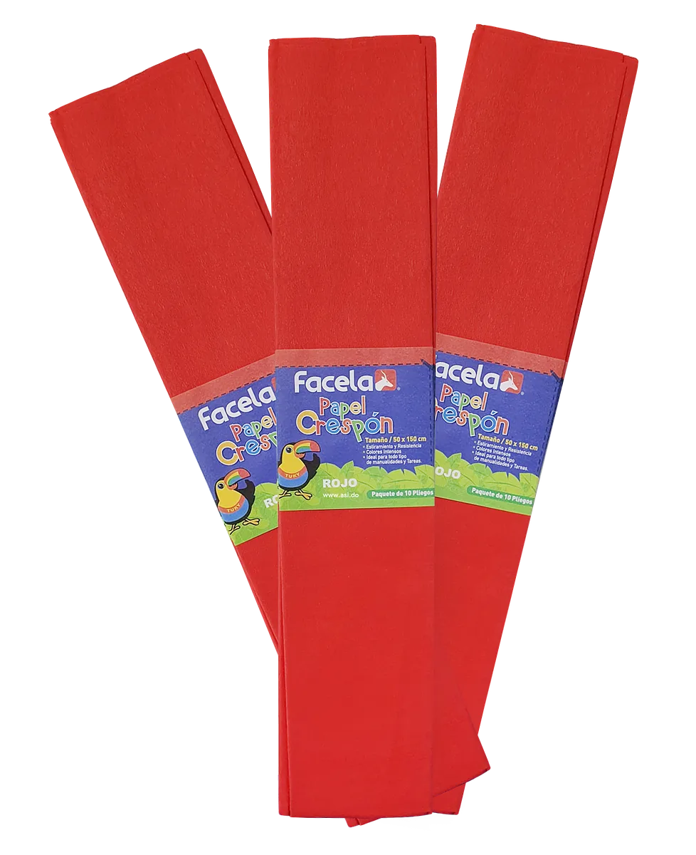 Papel Crepé Rojo, 150 cm - 10 pcs