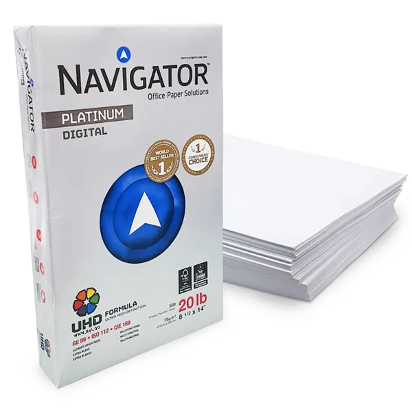 Resma de Papel Legal 8 1/2" x 14", Navigator Platinum 75gm