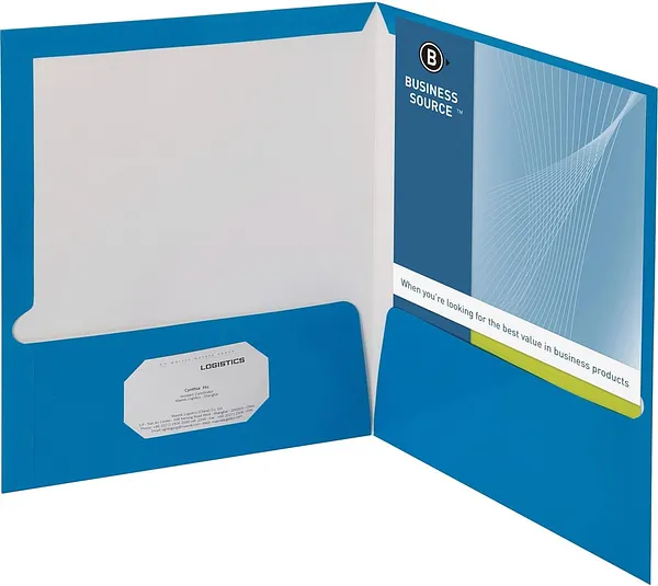 Folders Satinado con Bolsillos, Azul Cielo - Business Source BSN-44423