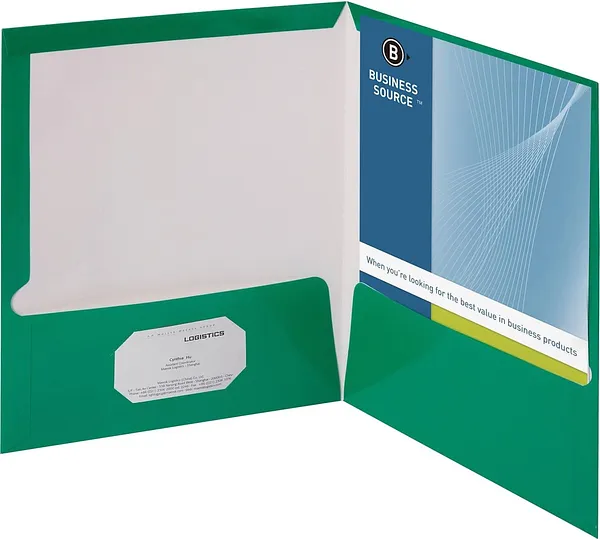 Folders Satinado con Bolsillos, Verde - Business Source BSN-44427