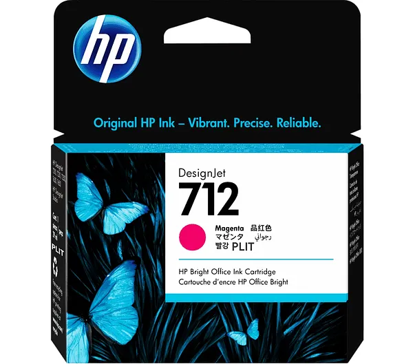 ORIGINAL: Cartucho de Tinta HP 712 (3ED68A) Magenta para Plotter DesignJet, 29 ml