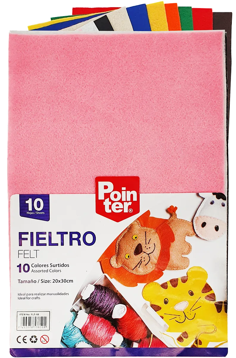 Láminas de fieltro 20x30 cm, Colores Surtidos - Pointer FLT-10