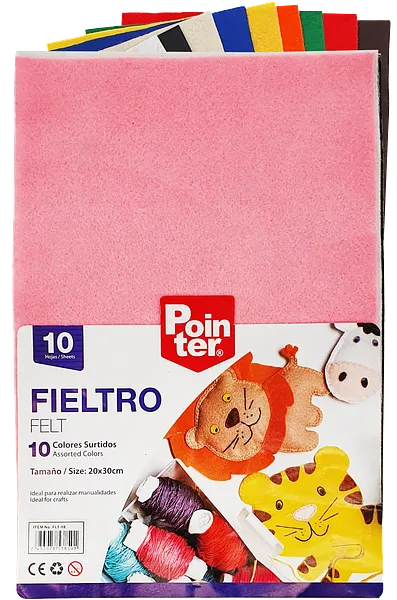 Láminas de fieltro 20x30 cm, Colores Surtidos - Pointer FLT-10