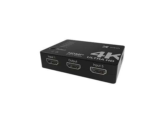 Switch HDMI Xtech XHA-430 5 Puertos 4K UHD con Control Remoto