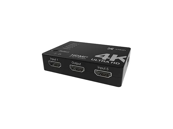 Switch HDMI Xtech XHA-430 5 Puertos 4K UHD con Control Remoto
