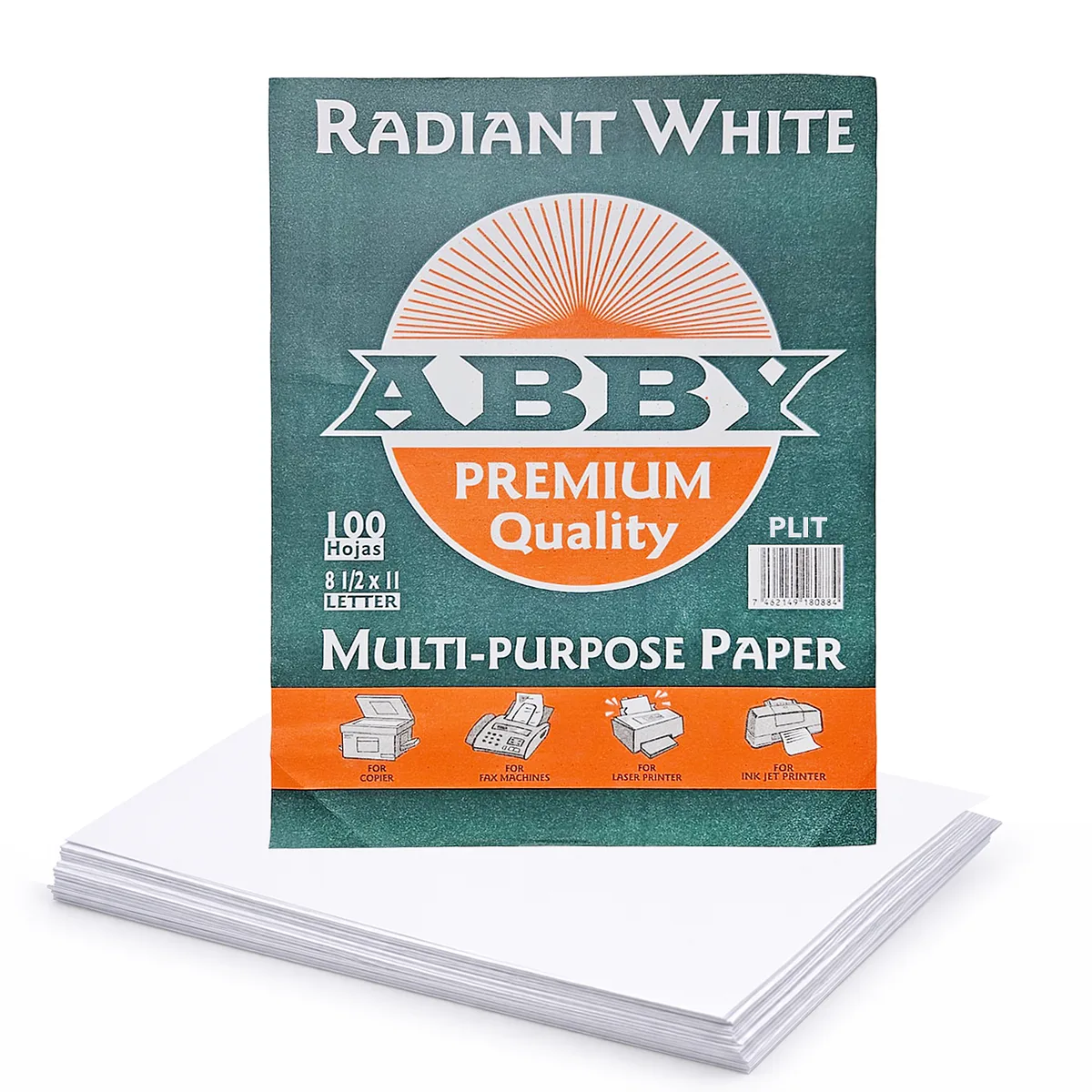 Resma de Papel 8.5” x 11”, 100 Hojas - ABBY PREMIUN