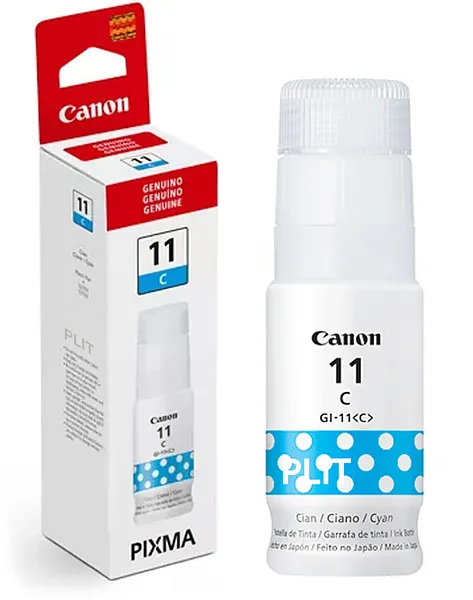 ORIGINAL: Botella de Tinta Canon GI-11 Cyan (Azul), 70 ml para Impresoras MegaTank G2160, G2170, G3160