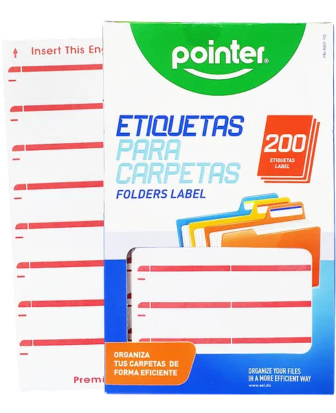 Etiquetas para Folder, Rojo, 200 pcs - Pointer PN-8001-RD