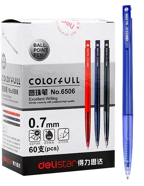 60 PCS - Bolígrafo Retráctil 0.7mm, Azul - Lapicero DeliStar 6506