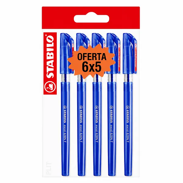 Set de Bolígrafos Stabilo Excel 828N Fino Azul, 6 Lapiceros