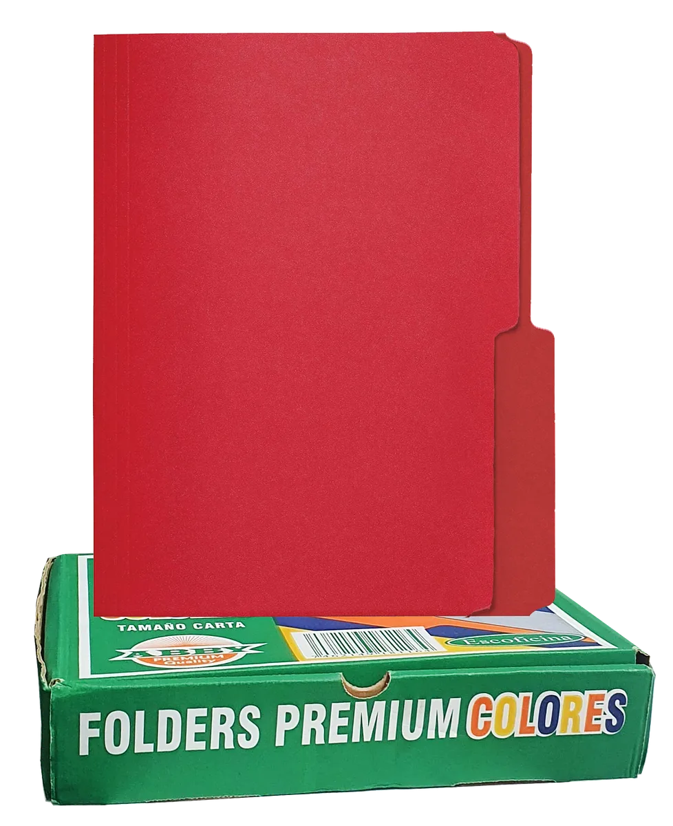 Folders ABBY 8 1/2" x 11" Rojo, 100 pcs