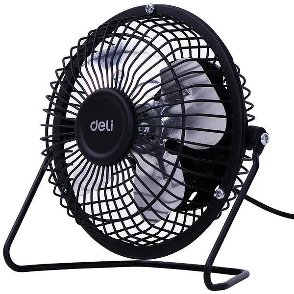 Abanico de Escritorio Metálico USB de 6" Pulgadas,  Negro - Deli  3682