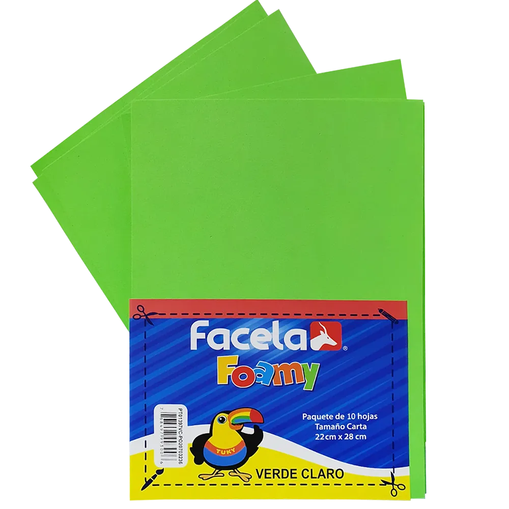 Foamy Liso 9" x 12", Color Verde Claro, 10 Hojas