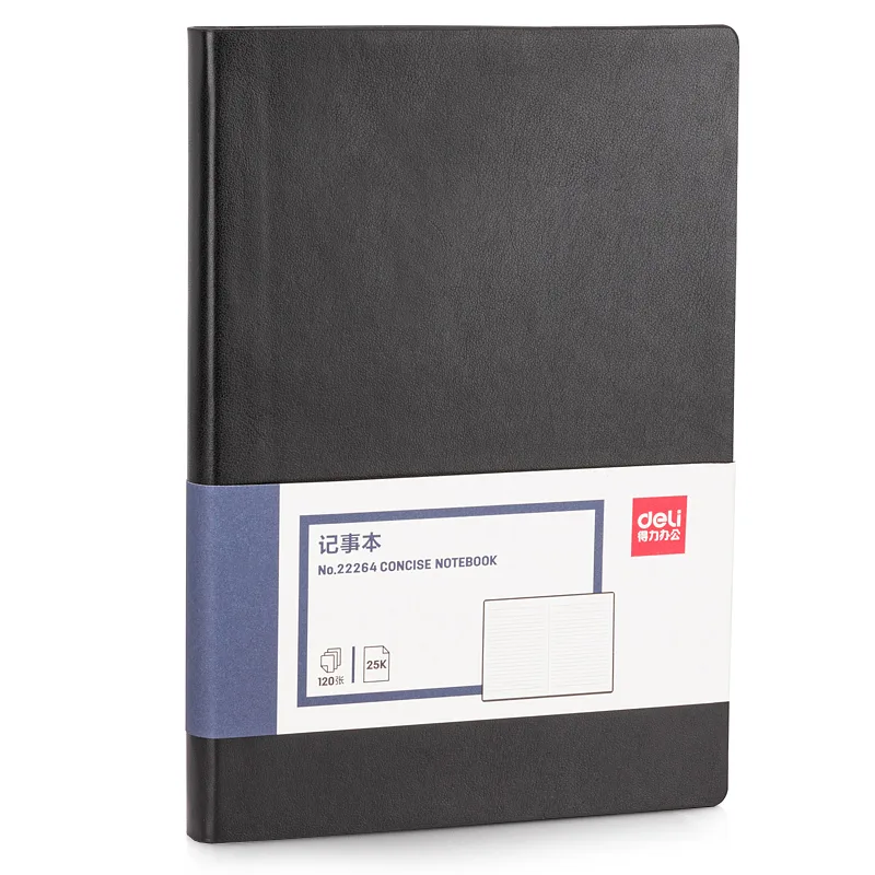 Libreta Rayada con Cubierta de PU Leather Negro,  120 Hojas