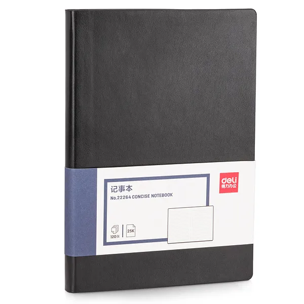 Libreta Rayada con Cubierta de PU Leather Negro,  120 Hojas