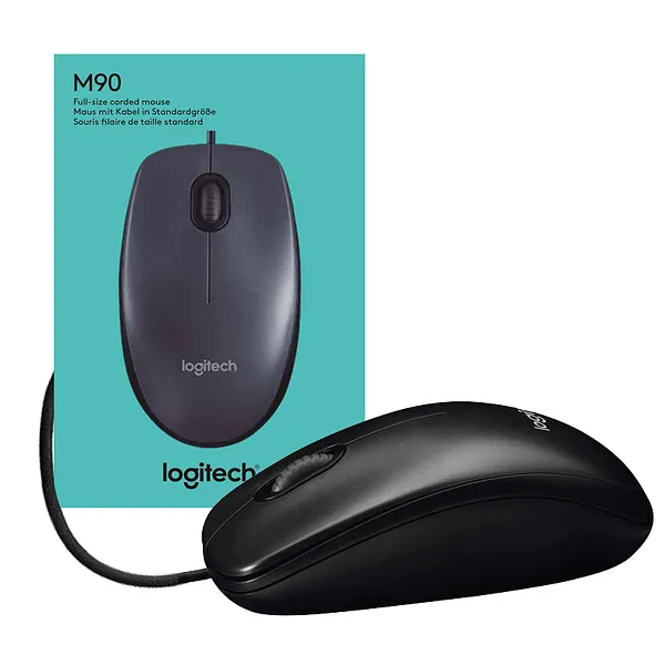 Mouse con Cable USB. Negro - Logitech M90