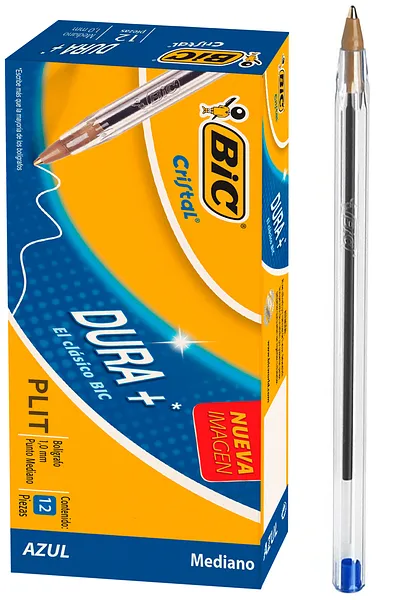 Bolígrafo Bic Cristal Azul 1.0 mm Mediano, 12 Lapicero