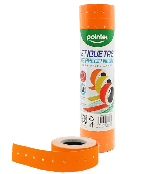 Rollo de Etiquetas para Precios, Naranja Neón - Pointer SL-600W 