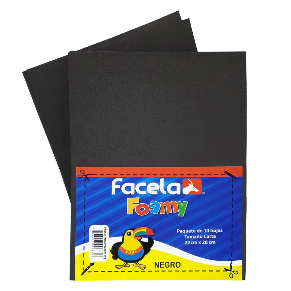 Foamy Liso 9" x 12", Color Negro, 10 Hojas