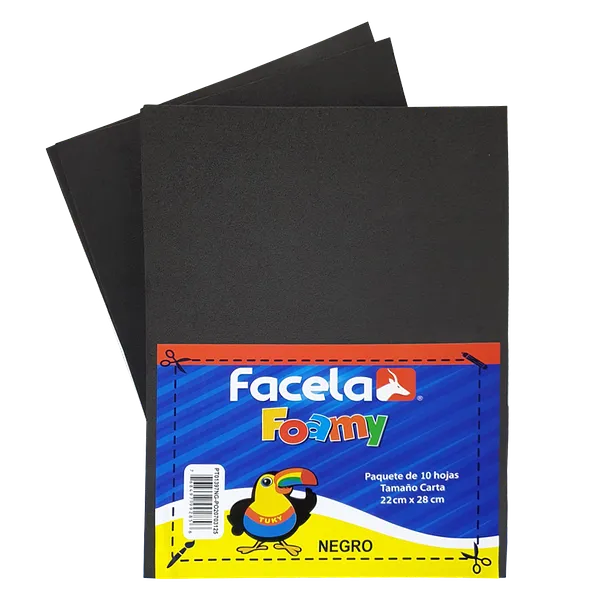 Foamy Liso 9" x 12", Color Negro, 10 Hojas