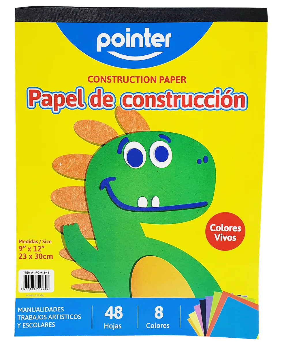 Papel Construcción 9" x 12", 48 Hojas - Pointer PC-912-48