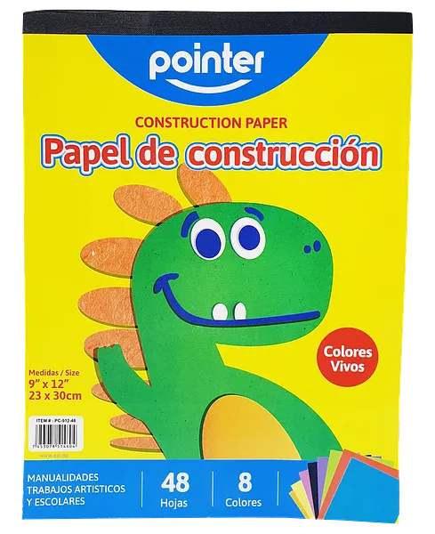 Papel Construcción 9" x 12", 48 Hojas - Pointer PC-912-48