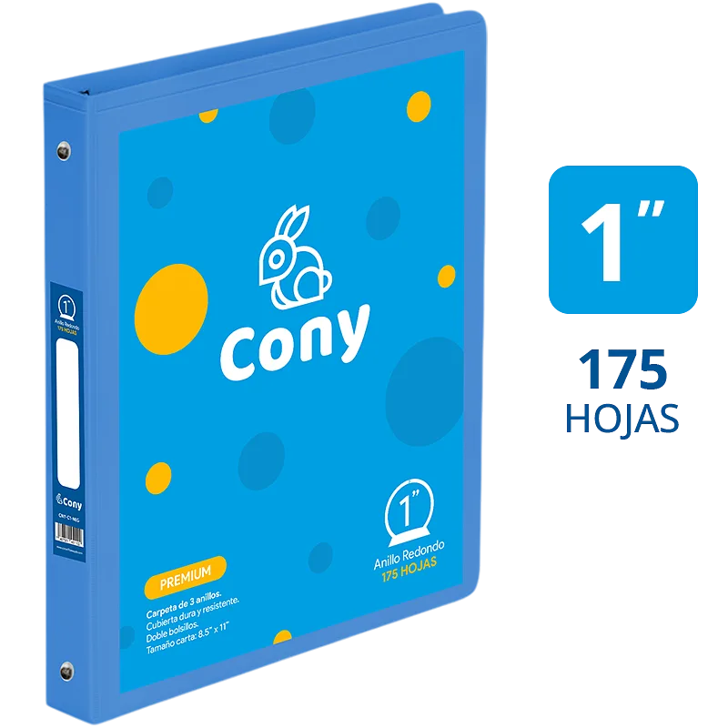 Carpeta Cony 1" con Cover, Azul Claro